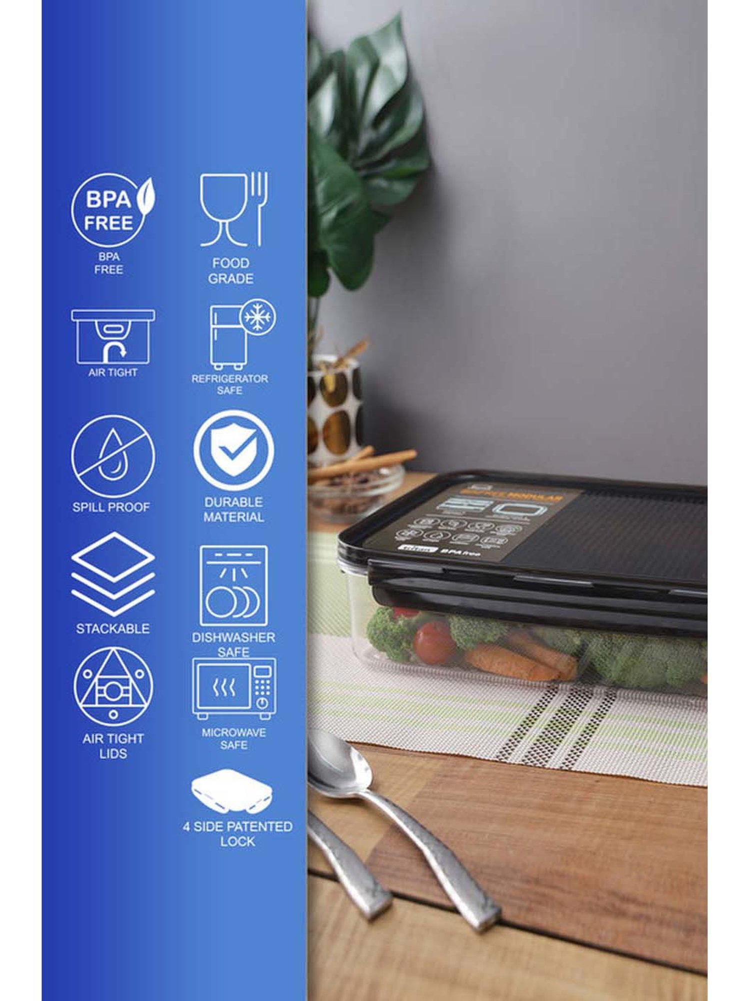 Lock & Lock Transparent & Black Tritan Lunch Box (2.1 L) - Set of 1