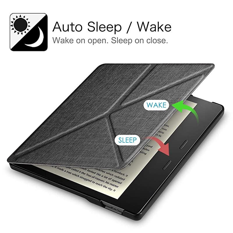 Origami Case for All-New Kindle Oasis (10th Generation, 2019 Release and 9th Generation, 2017 Release) - Slim Fit Stand Cover Support Hands Free Reading with Auto Wake Sleep, Denim Charcoal