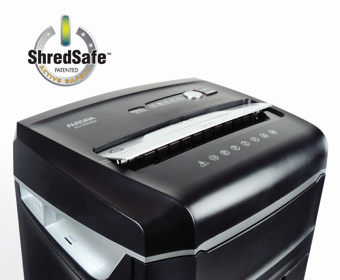 Aurora High Security JamFree AU1000MA 10-Sheet Micro-Cut Paper / CD / Credit Card Shredder with Pull-Out Wastebasket