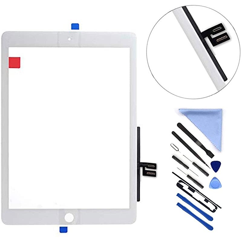 Touch Screen Digitizer for iPad 7 2019 7th Gen 10.2" A2197 A2198 A2200 Front Glass Replacement with Pre-Installed Adhesive (Without Home Button,not Include LCD) + Tools(White)
