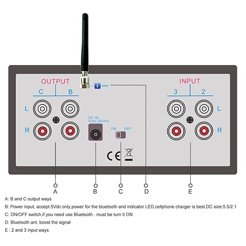 Little Bear MC403 Mini 4IN3OUT Audio Selector Box 35mm RCABluetooth Switcher SpeakerAmplifier Selector Splitter Box Bluetooth 40 Receiver Passive Preamp 35mm amp RCA amp BT