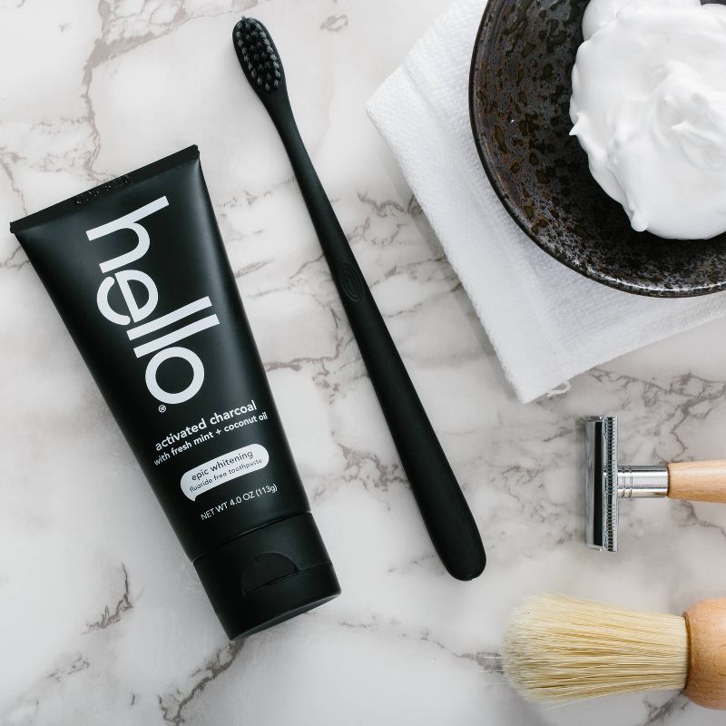 hello Activated Charcoal Whitening Fluoride Toothpaste , sls Free and Vegan , 4oz