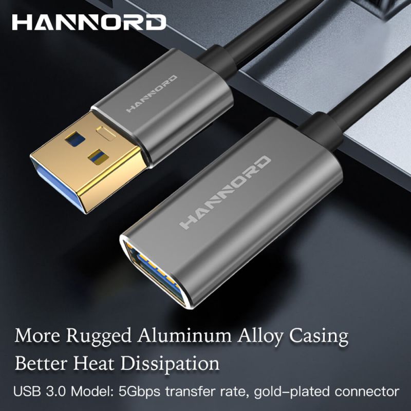 Hannord USB 3.0 Extension Cable Type A Male to Female Extension Cord High Data Transfer Compatible with USB Keyboard,Flash Drive, Hard Drive - 3.3ft.