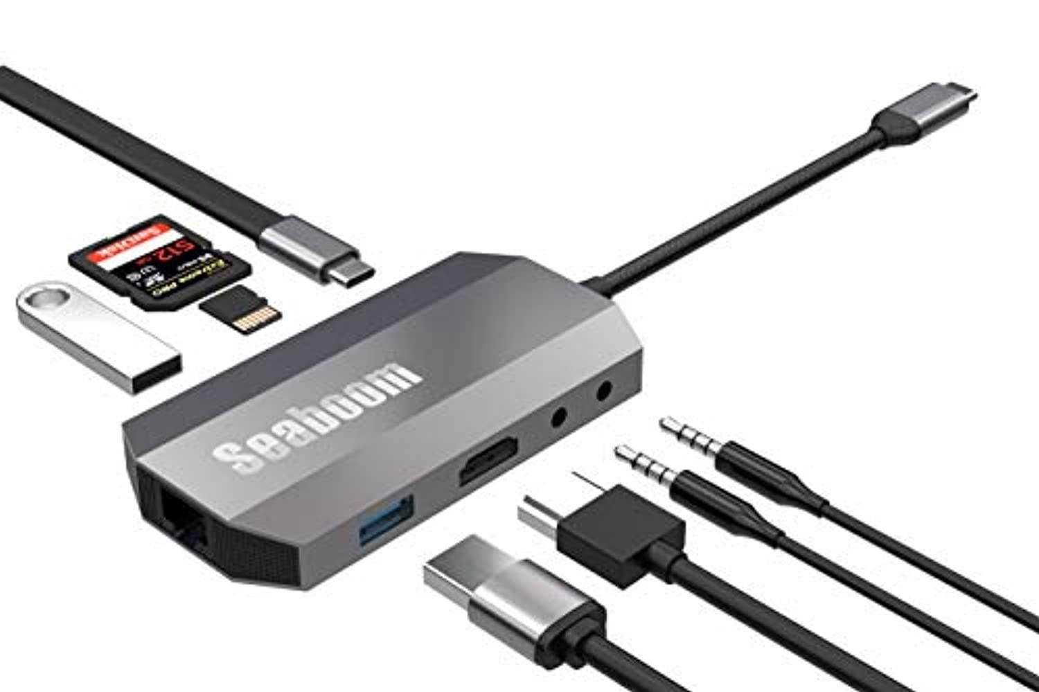 usb c hub 9 in 1 type c adapter with 4k hdmi gigabit ethernet adapter usb3.0 usb-c power delivery sd tf card reader for mac pro and other type c laptops