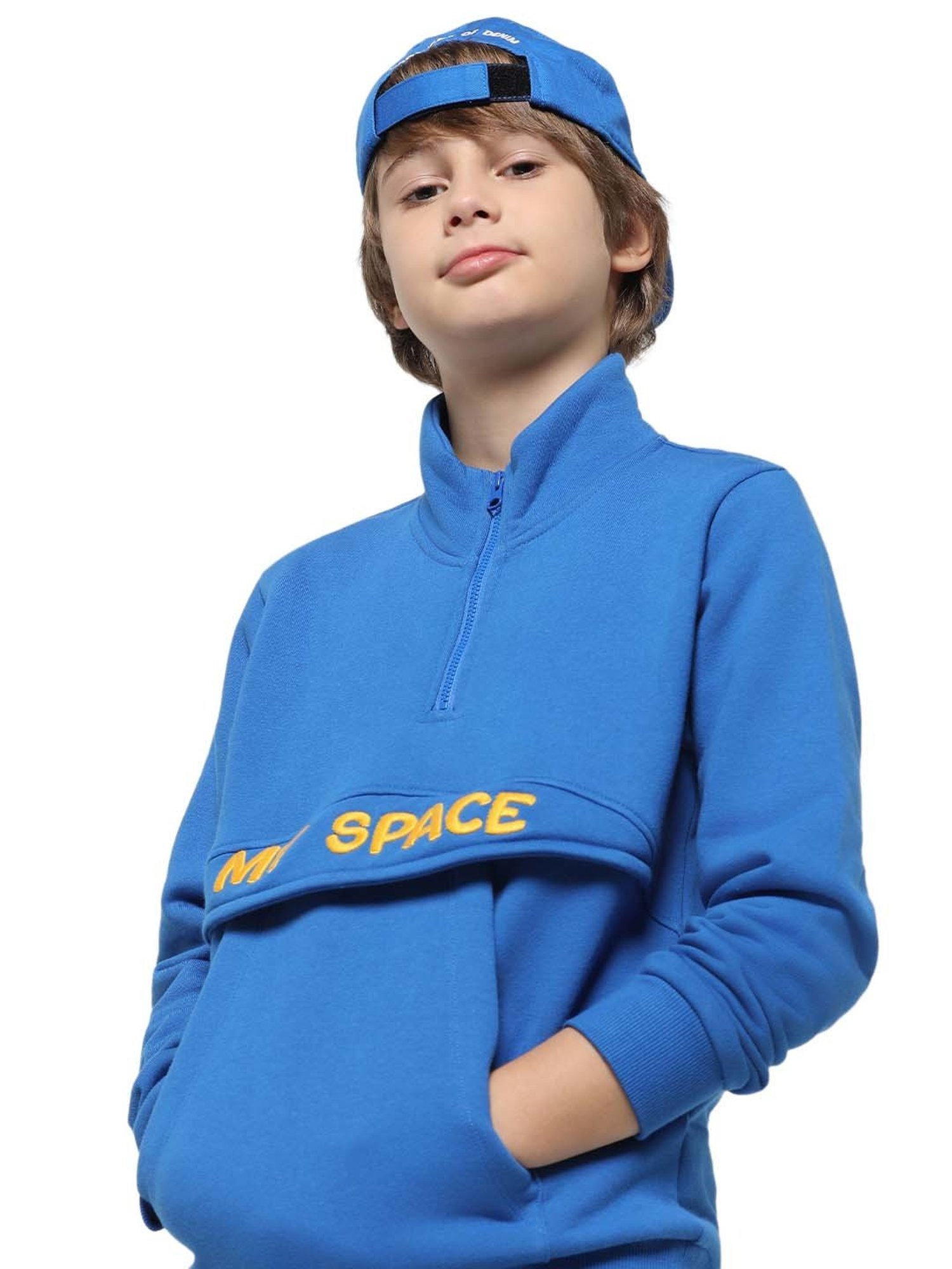 Jack & Jones Junior Blue Embroidered Full Sleeves Sweatshirt