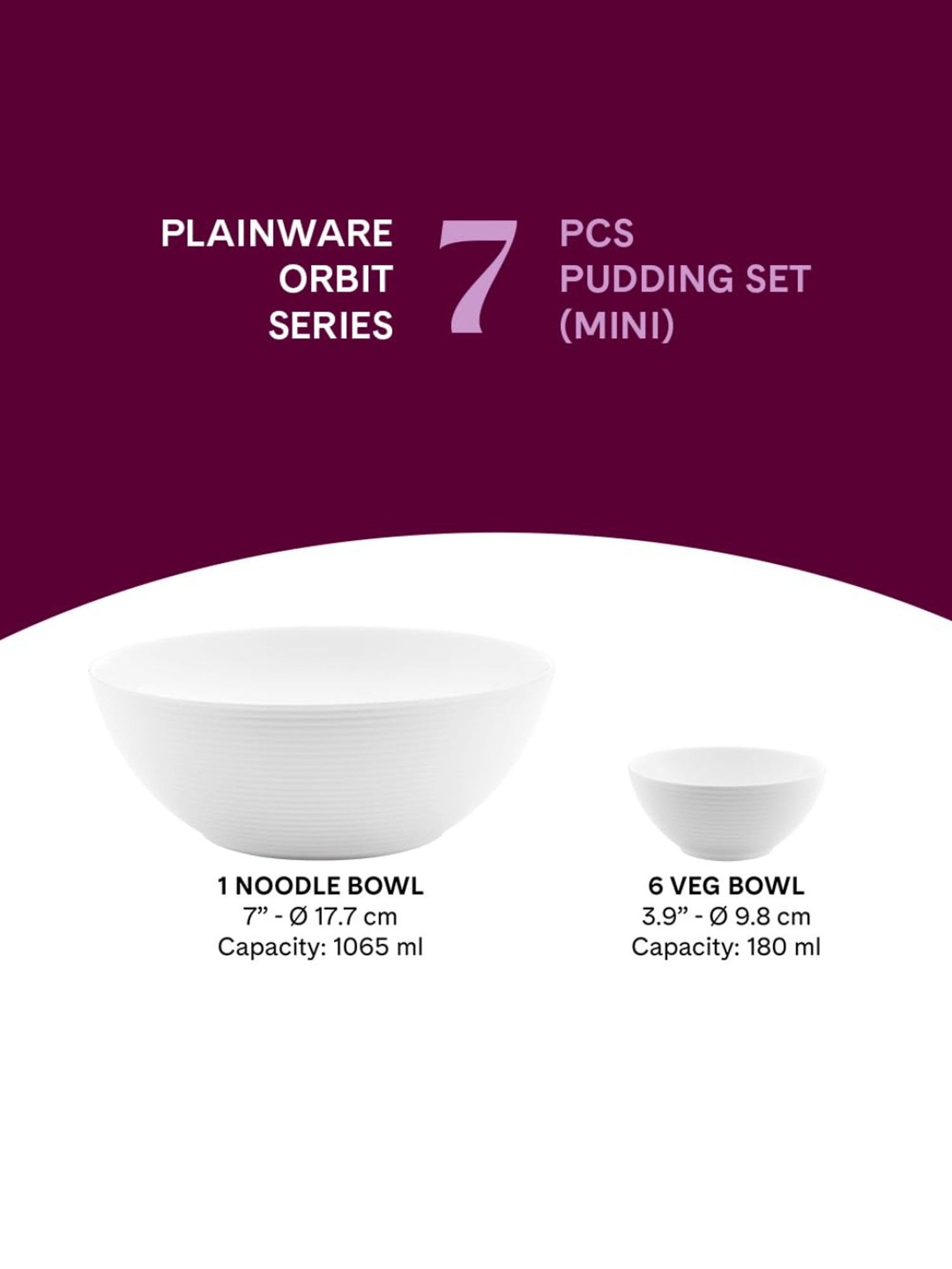 Larah by Borosil White Opalware Pudding Set of 7