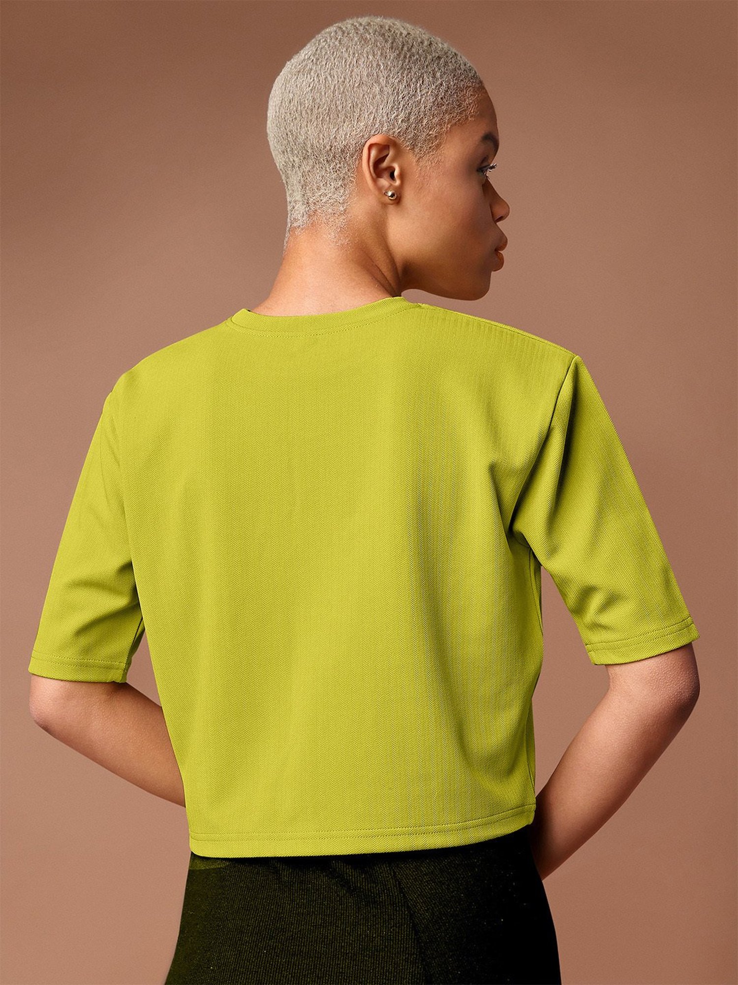 PURVAJA Lime Regular Fit Crop Top