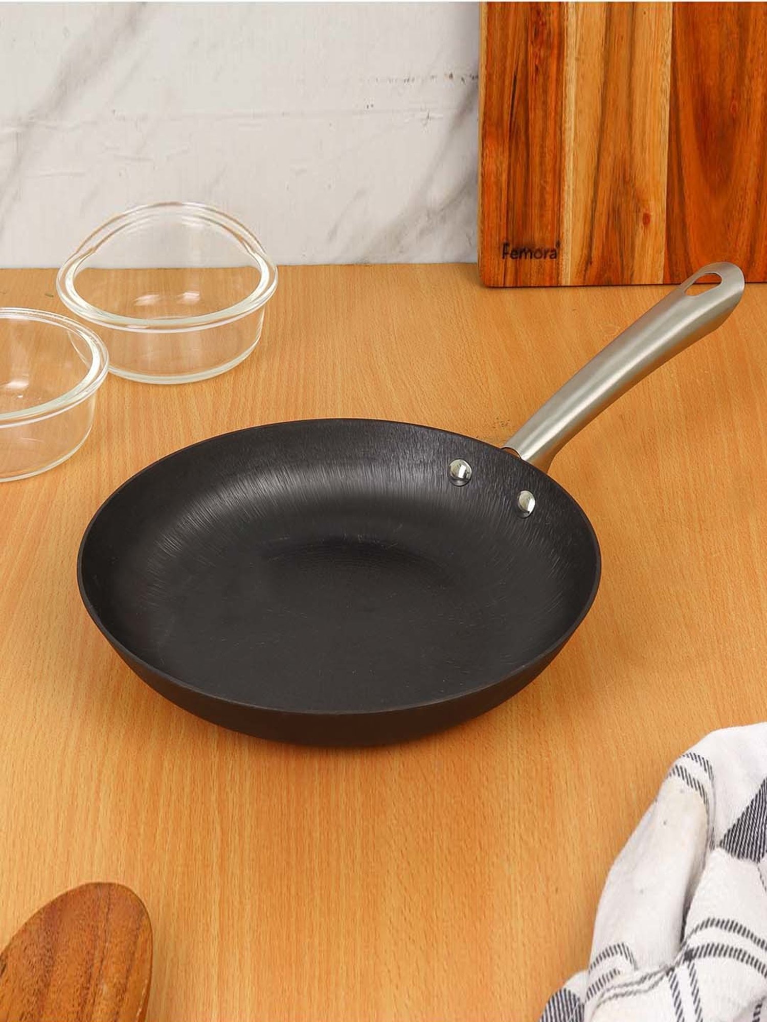 Femora Black Cast Iron Non Toxic & Coating Free 2 Frypan