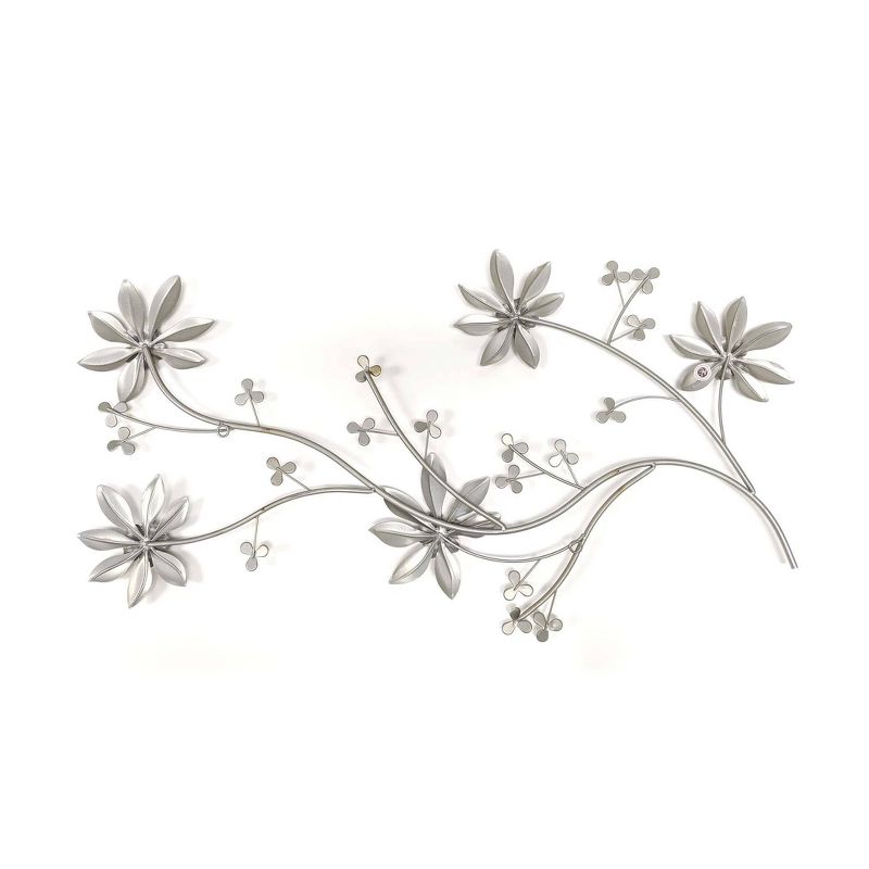 18" x 34" Metal Leaves with Resin Pearls Wall Set - New View