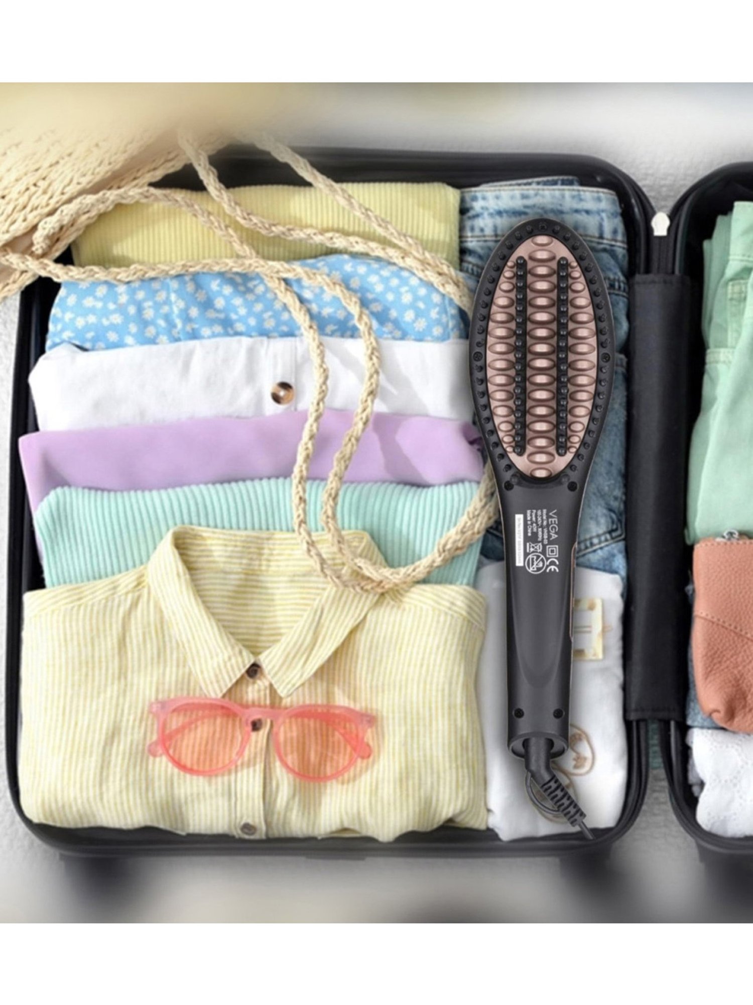 Vega X-Star Hair Straightening Brush With Thermo Protect Technology & Temperature Settings (VHSB-03)