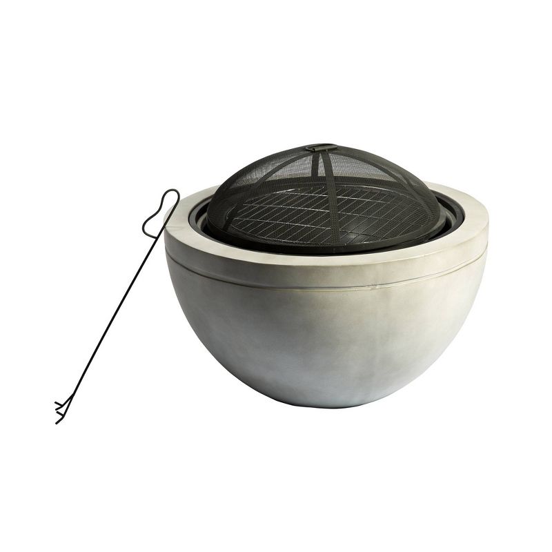 30" Outdoor Round Wood Burning Fire Pit with Concrete Base - Gray - Peaktop