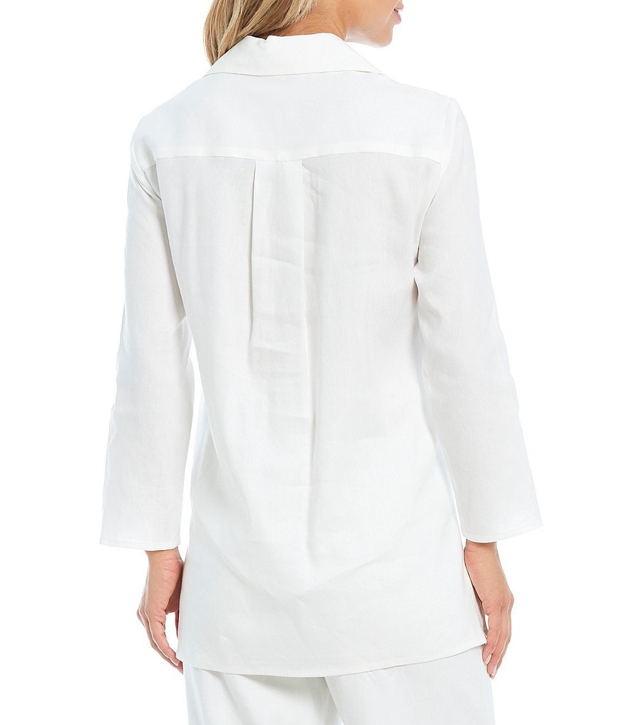 Preston & York Nellie Long Sleeve Point Collar Linen Tunic