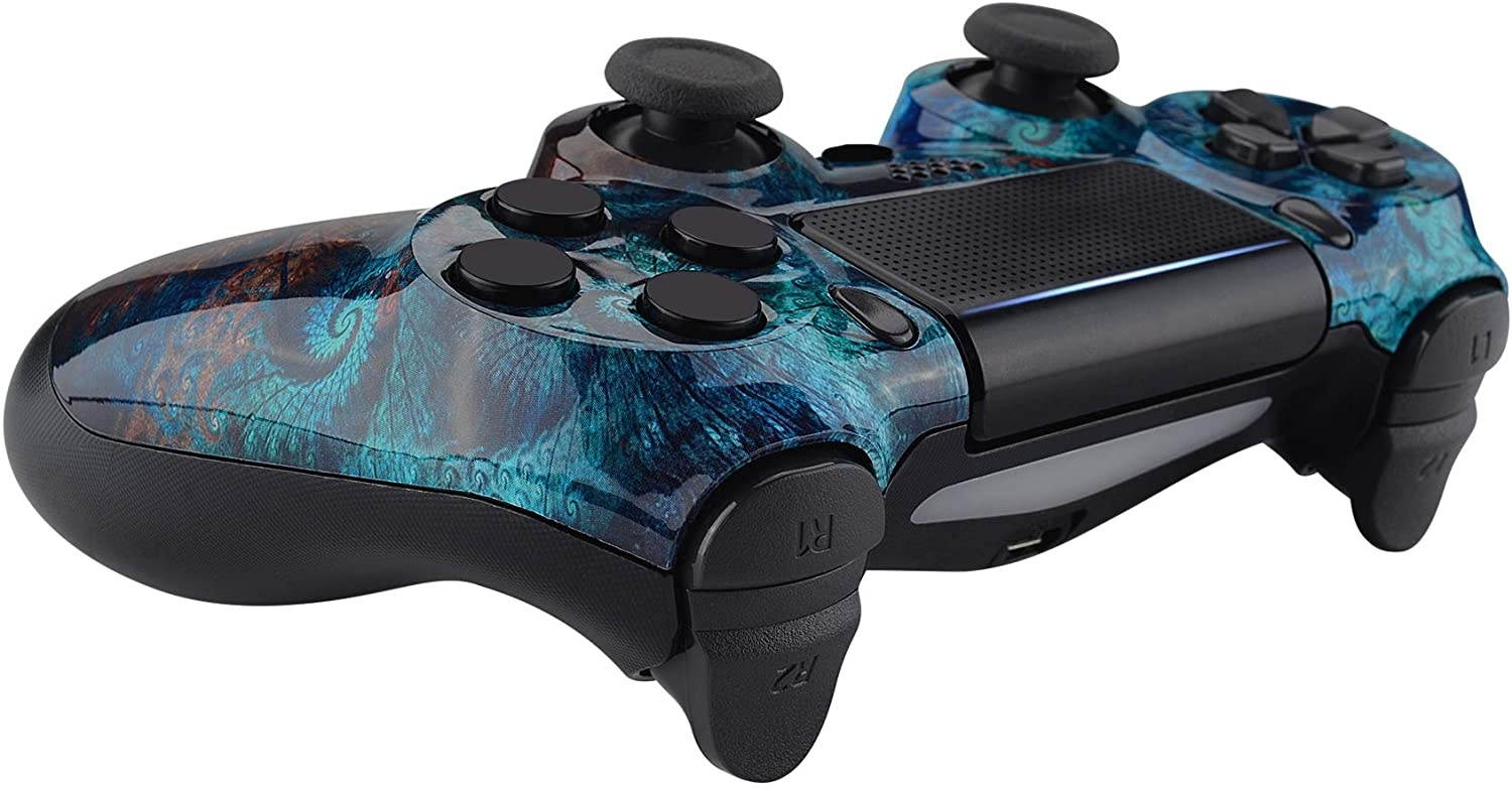 eXtremeRate Spiral Patterned Front Housing Shell Case, Glossy Faceplate Cover Replacement Kit for Playstation 4 PS4 Slim PS4 Pro CUH-ZCT2 JDM-040 JDM-050 JDM-055 Controller - Controller NOT Included