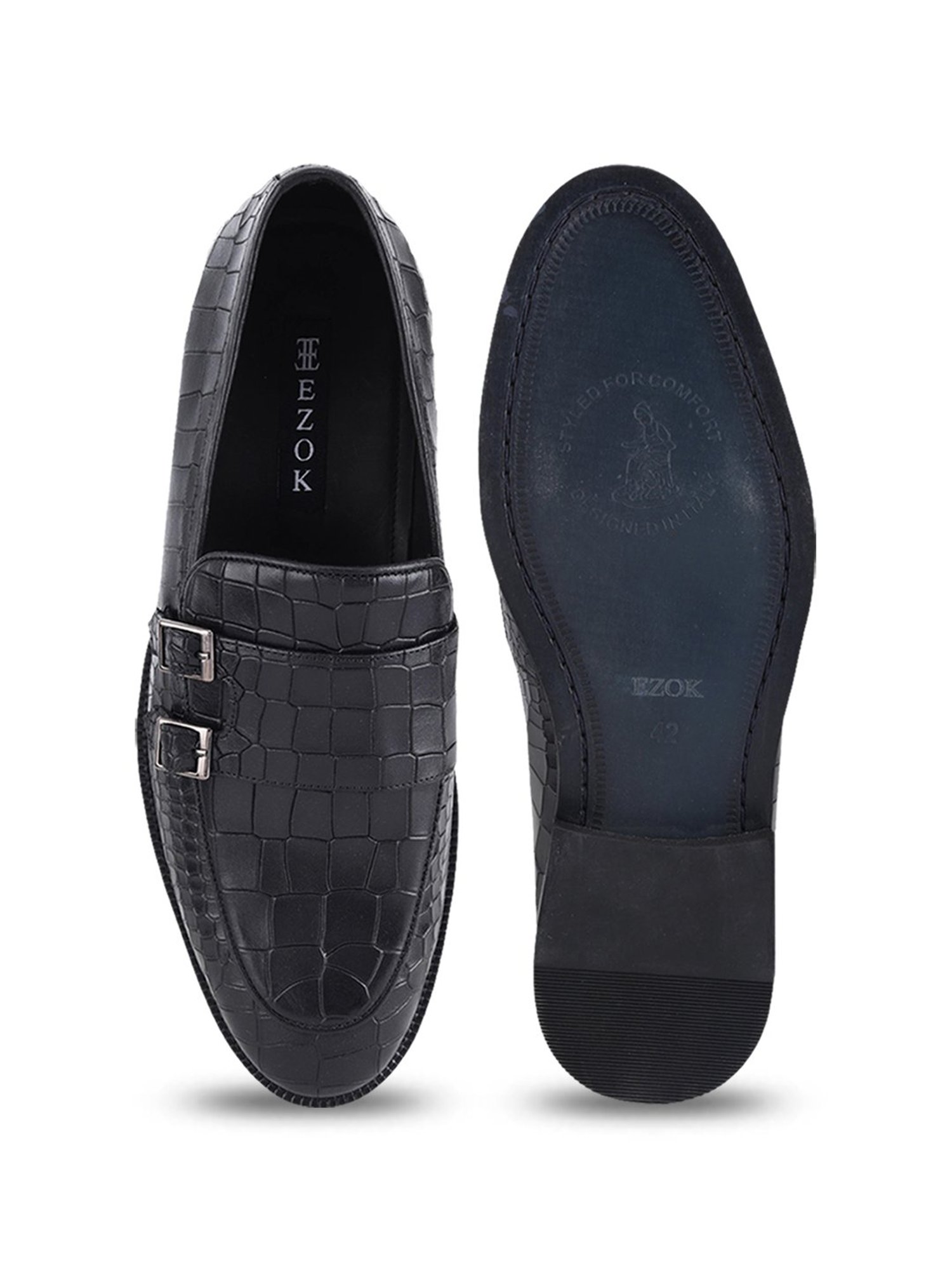 Ezok Men's Black Monk Shoes