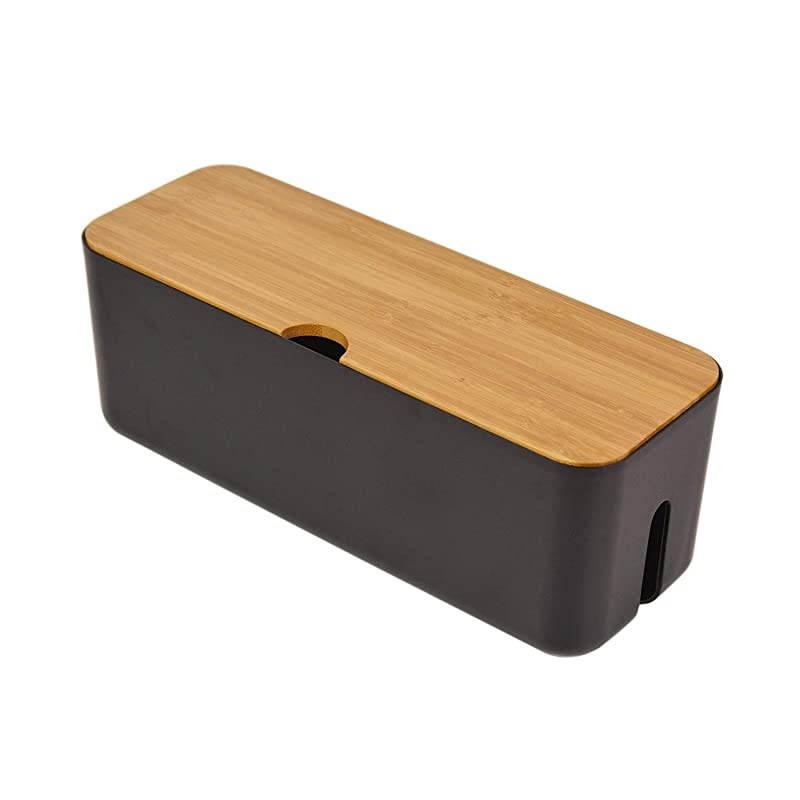 Cable Management Box Small Black Cable Organizer Box for Extension Cord Power Stripe Surge Protector Wire Management Concealer Organizer Cover Hider for Desktop Home Office Kitchen Black