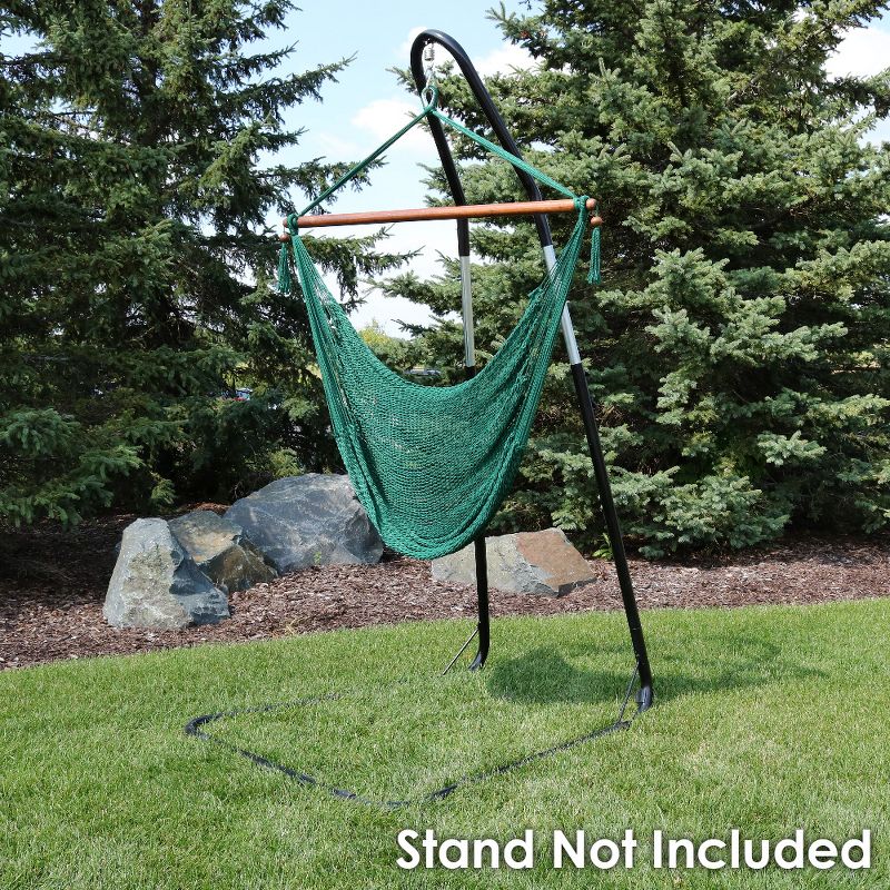 Sunnydaze Caribbean Style Extra Large Hanging Rope Hammock Chair Swing for Backyard and Patio - Green