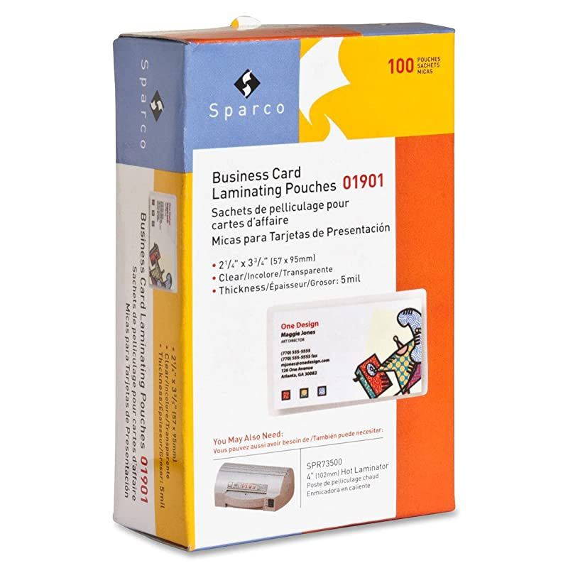 Laminating Pouch, Business Card, 2-3/16 x 3-11/16 Inches, 100 per Box, CL (SPR01901)