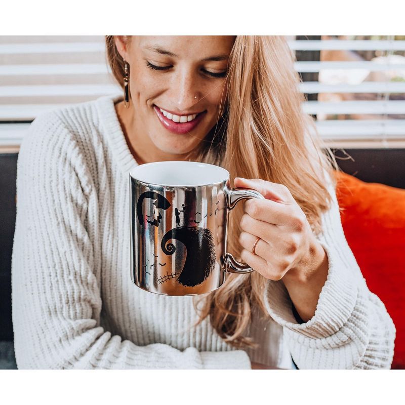 Silver Buffalo Nightmare Before Christmas Silver Electroplate Ceramic Mug | Holds 20 Ounces