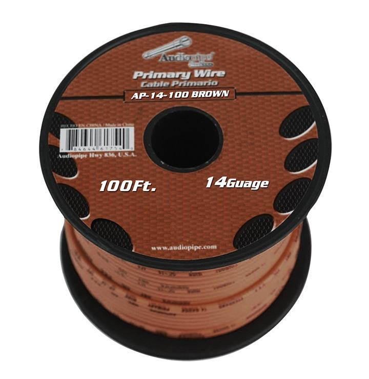 audiopipe AP14100BR Audiopipe 14 gauge 100ft Brown primary wire