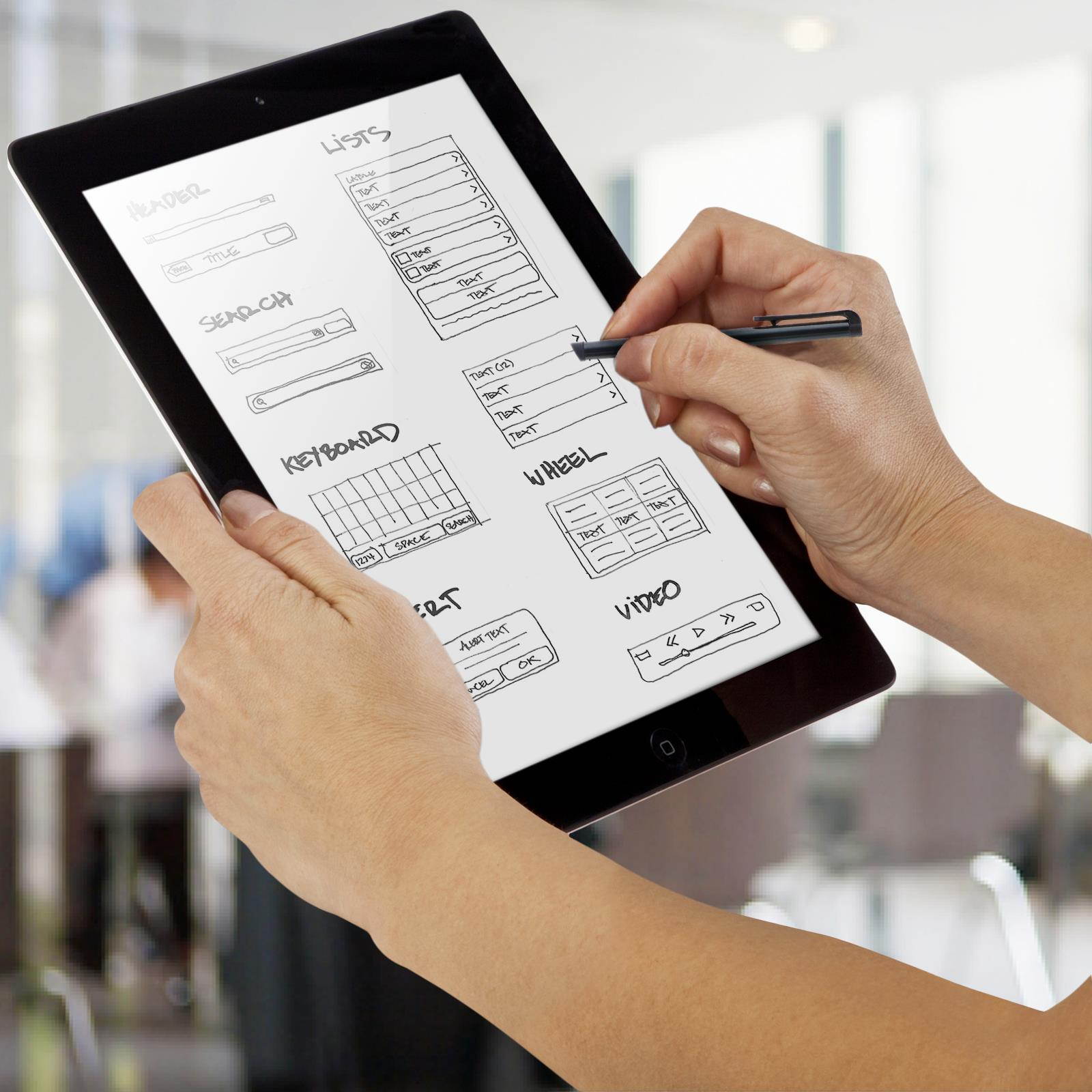 Universal stylus pen for touch screens, soft conductive rubber tip - Black