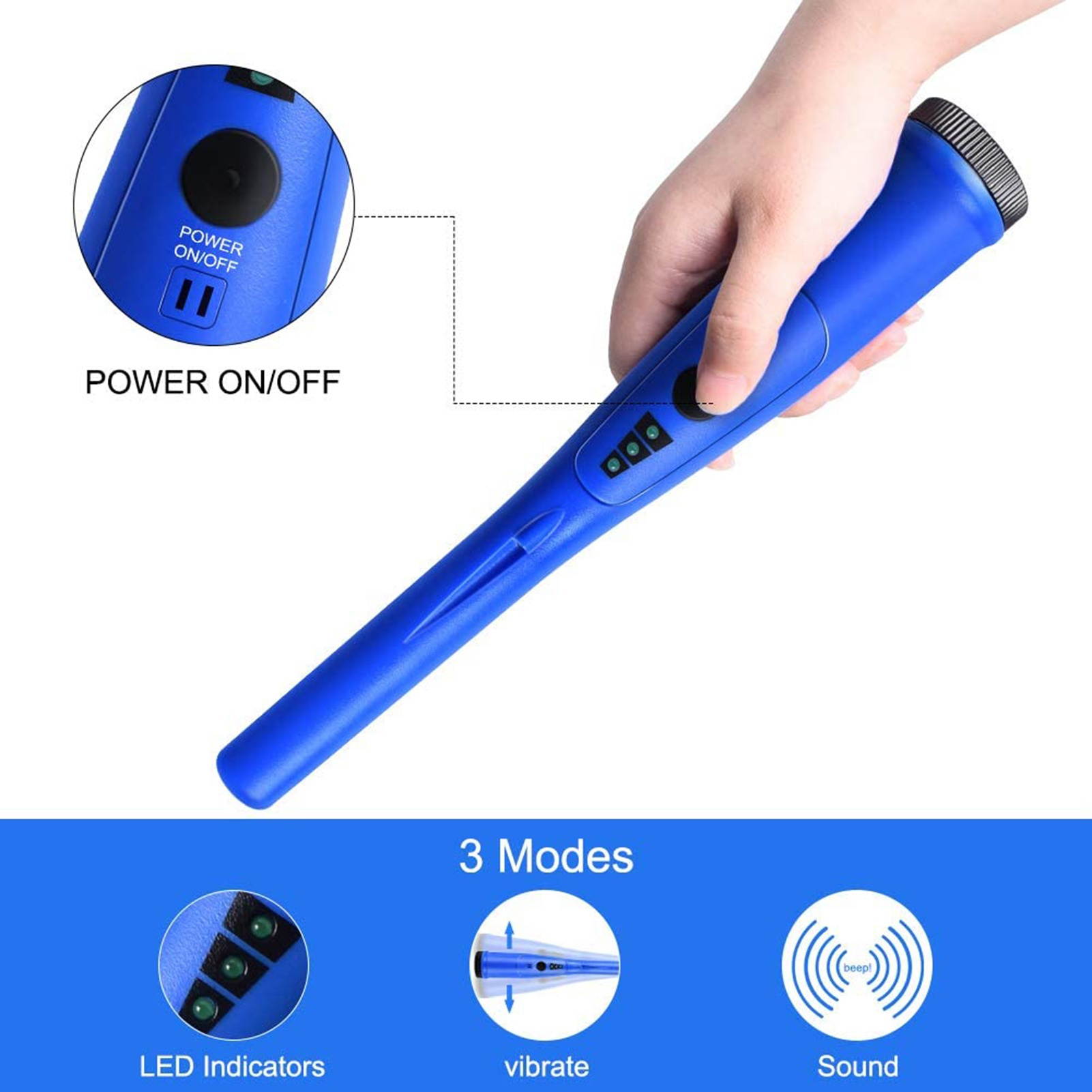 Handheld Needle Metal Detector Waterproof High Sensitivity Treasure Hunter