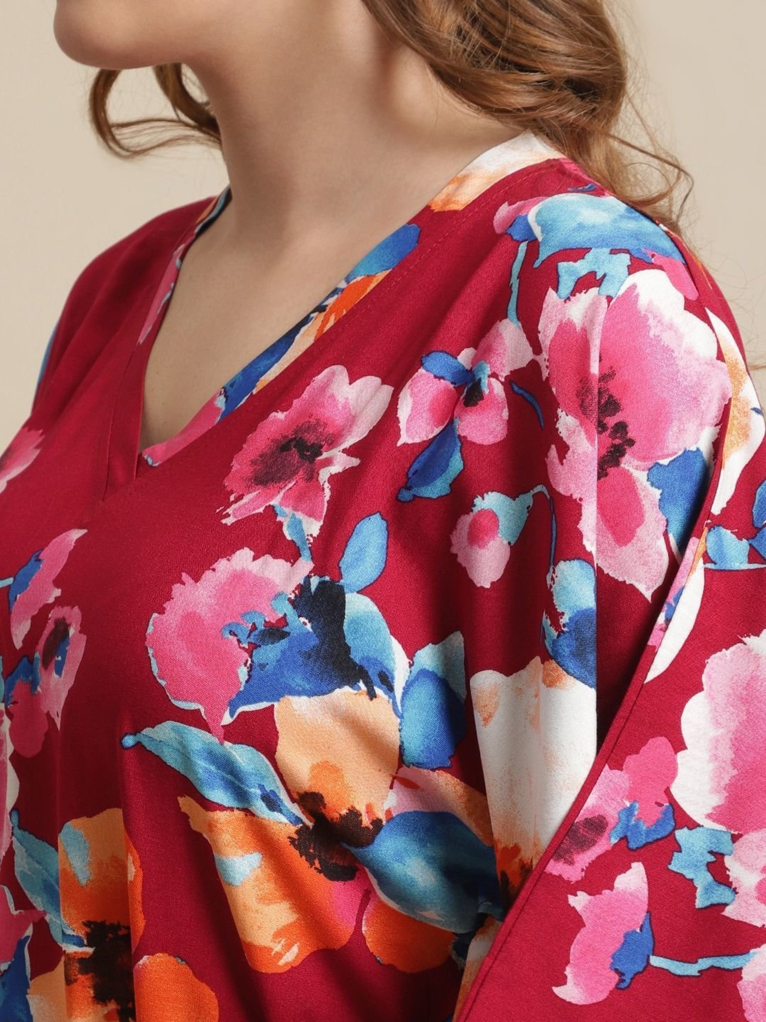 Boston Club Maroon Printed Kaftan