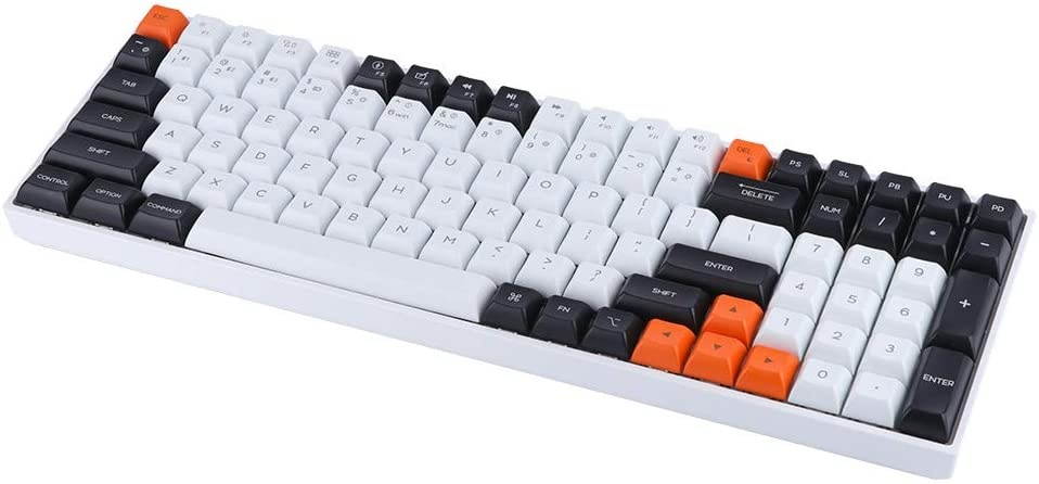 EPOMAKER GK96S Hot Swappable Bluetooth 5.1 Wireless/Wired RGB Mechanical Keyboard with 4000mAh Battery, PBT GK1 Keycaps for MacOS/Win/Android (Gateron Black Switch, PBT Keycaps with White Case)