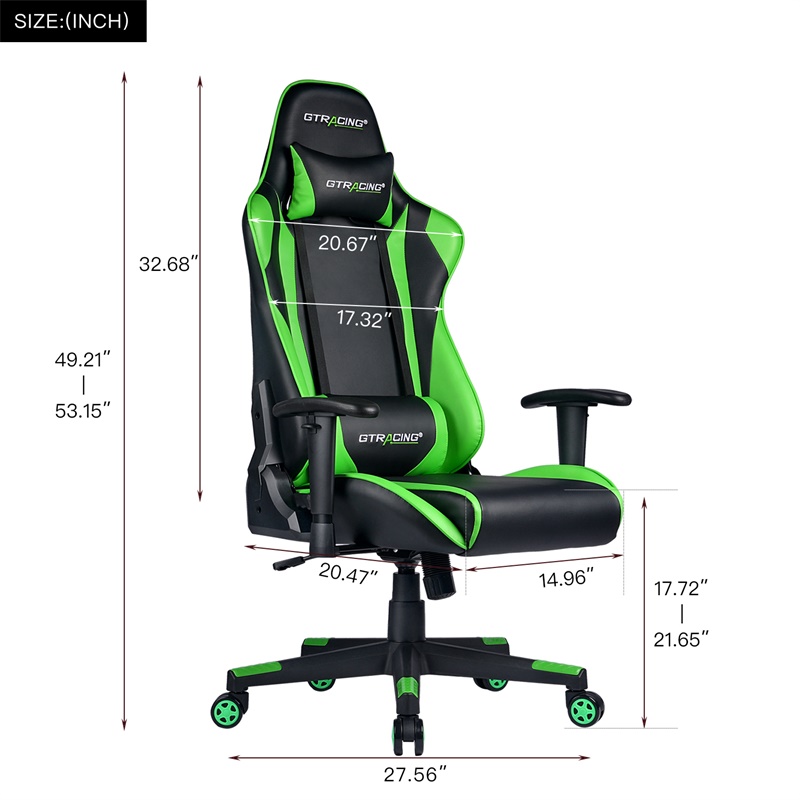 Gaming Chair, Racing Style Computer Desk Chair Padded Armrests Ergonomic Lumbar Support Adjustable Height