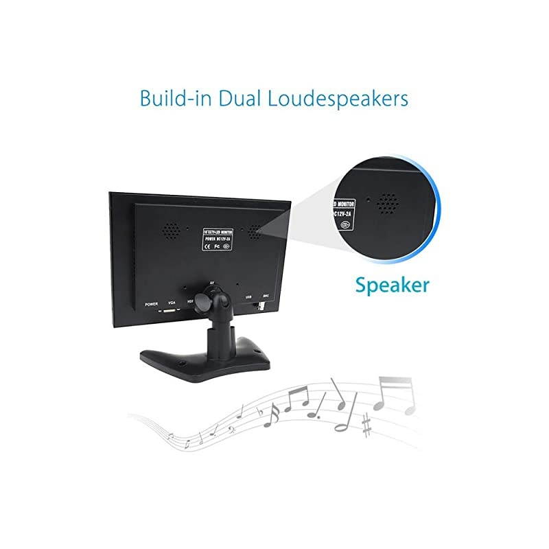 10 Inch IPS LCD HDMI Monitor 1920x1200 Full HD Monitor with HDMI/BNC/VGA/USB Input and Speaker for FPV Video Display DVD PC Laptop