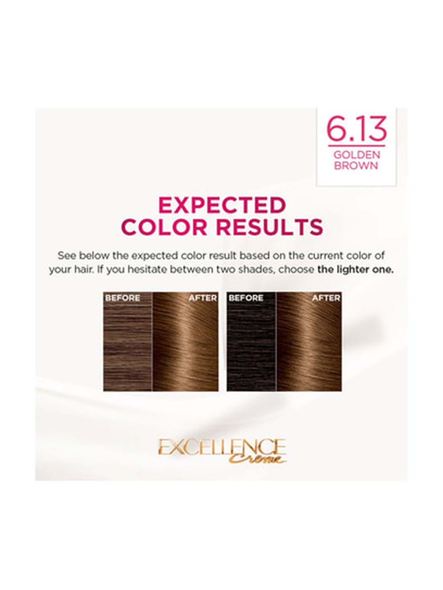 L'Oreal Paris Excellence Creme Hair Color 6.13 Golden Brown - 72 ml + 100 gm