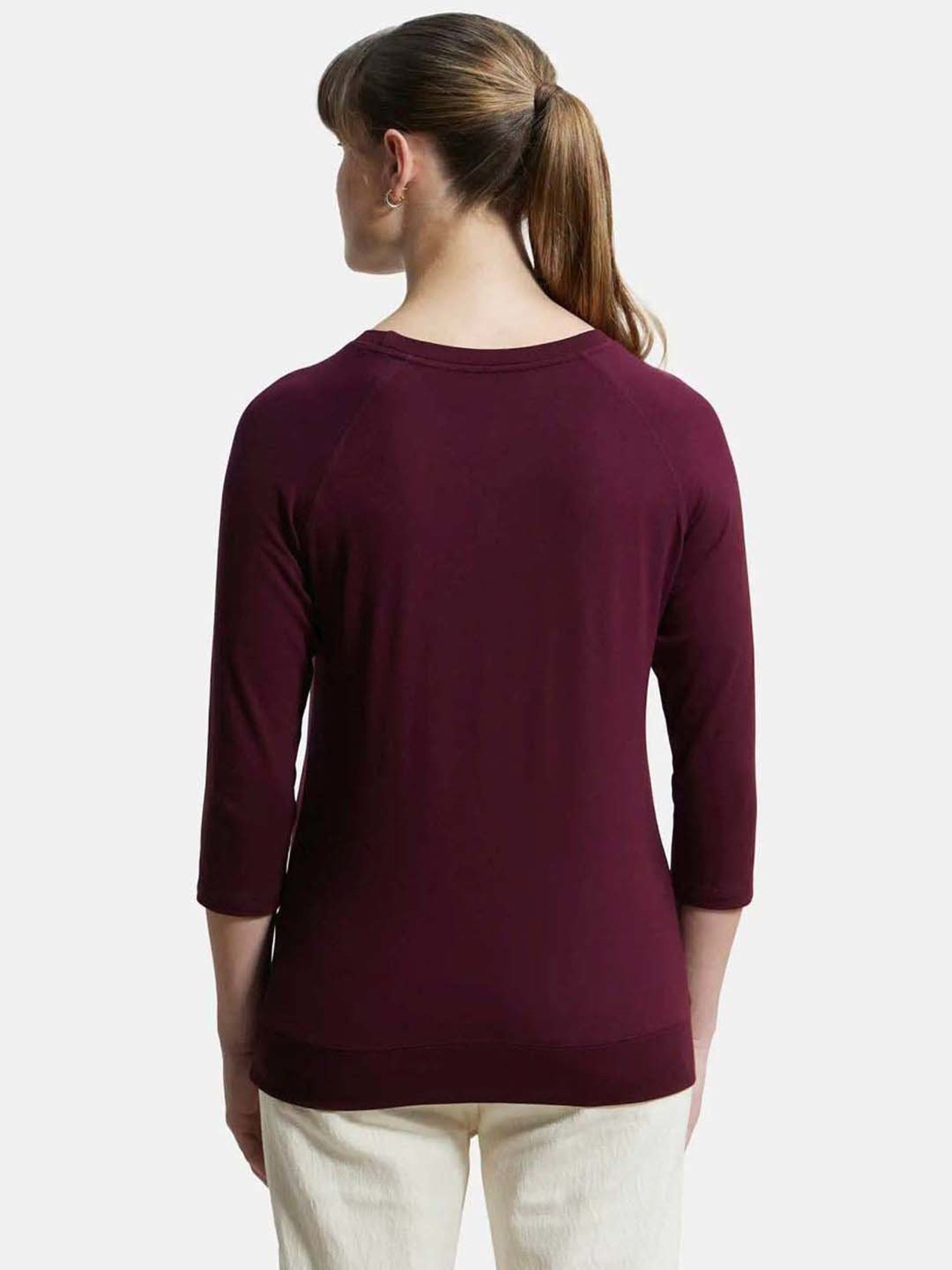 Jockey AW14 Women's Super Combed Cotton Viscose Regular Fit Solid Three Quarter Sleeve T-Shirt