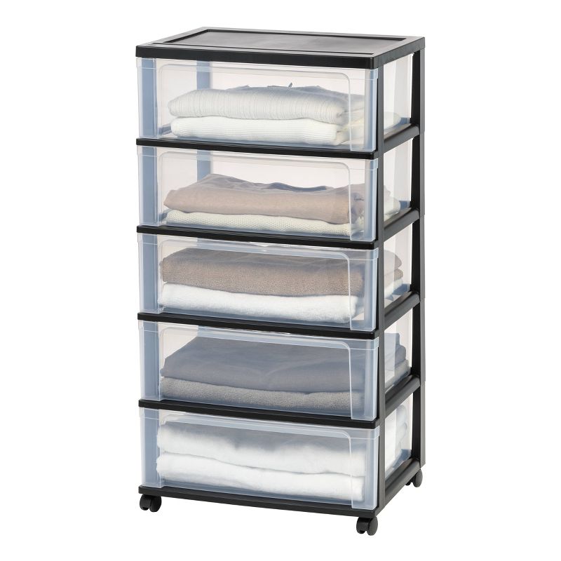 Homz 4-Drawer Medium Rolling Storage Cart - Black with Smoke Drawers