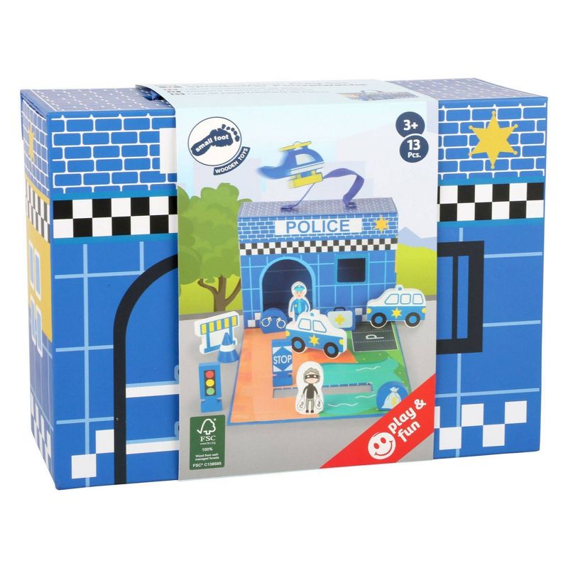 Small Foot Wooden Toys Police Station Playworld In Carrying Case