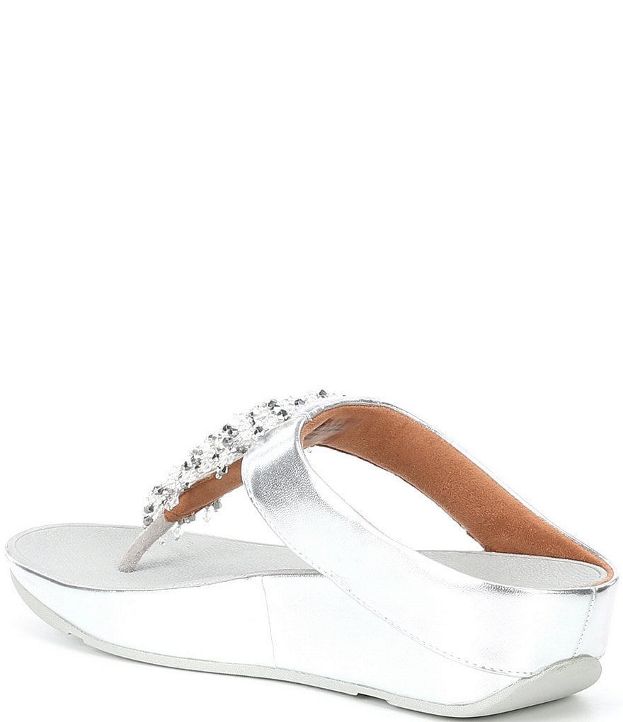 FitFlop Rumba Beaded Fringe Detail Toe-Post Wedge Sandals