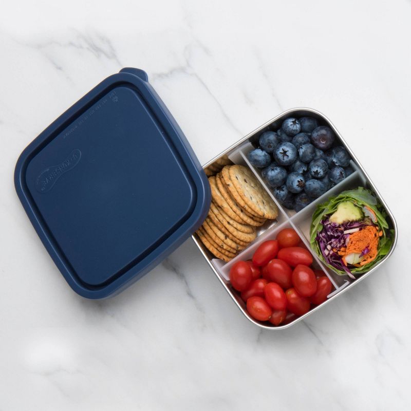 U-Konserve To-Go Stainless Steel Food-Storage Container Bento Square 30oz - Ocean Plastic Lid