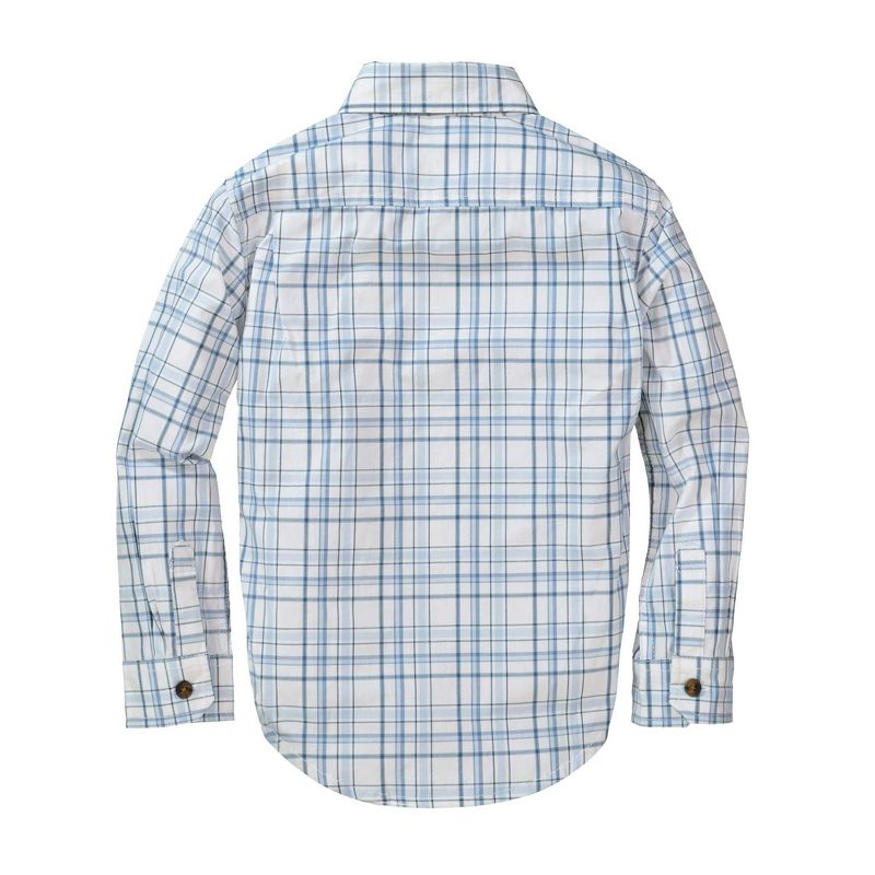Hope & Henry Kids Plaid Long Sleeve Crew Button Down Shirt - White XX Small