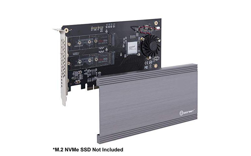 Syba I/O Crest SI-PEX40129 Dual M.2 NVMe Ports to PCIe 3.0 x16 Bifurcation Riser Controller - Support Non-Bifurcation Motherboard
