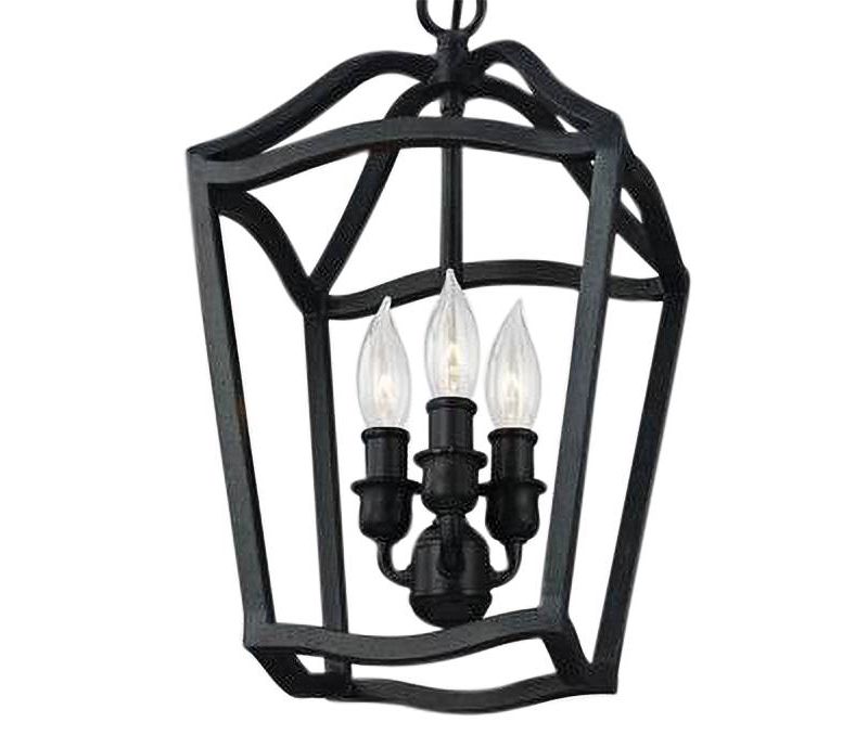 Feiss Yarmouth 8 1/2"W Antique Forged Iron 3-Light Foyer Pendant Light