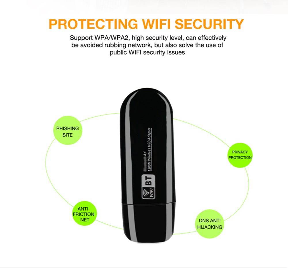 W97S 1200Mbps WIFI 2.4G and 5.8G Frequency Intelligence Dual Band AC Wireless Network Adapter with BT 4.1