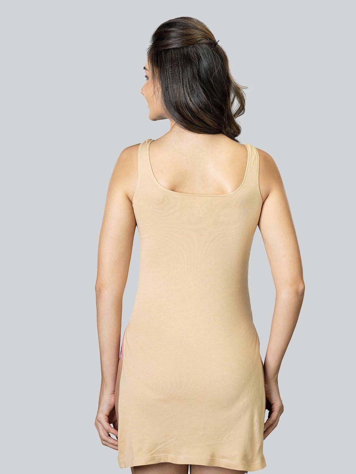Lyra Tan Cotton Plain Slip