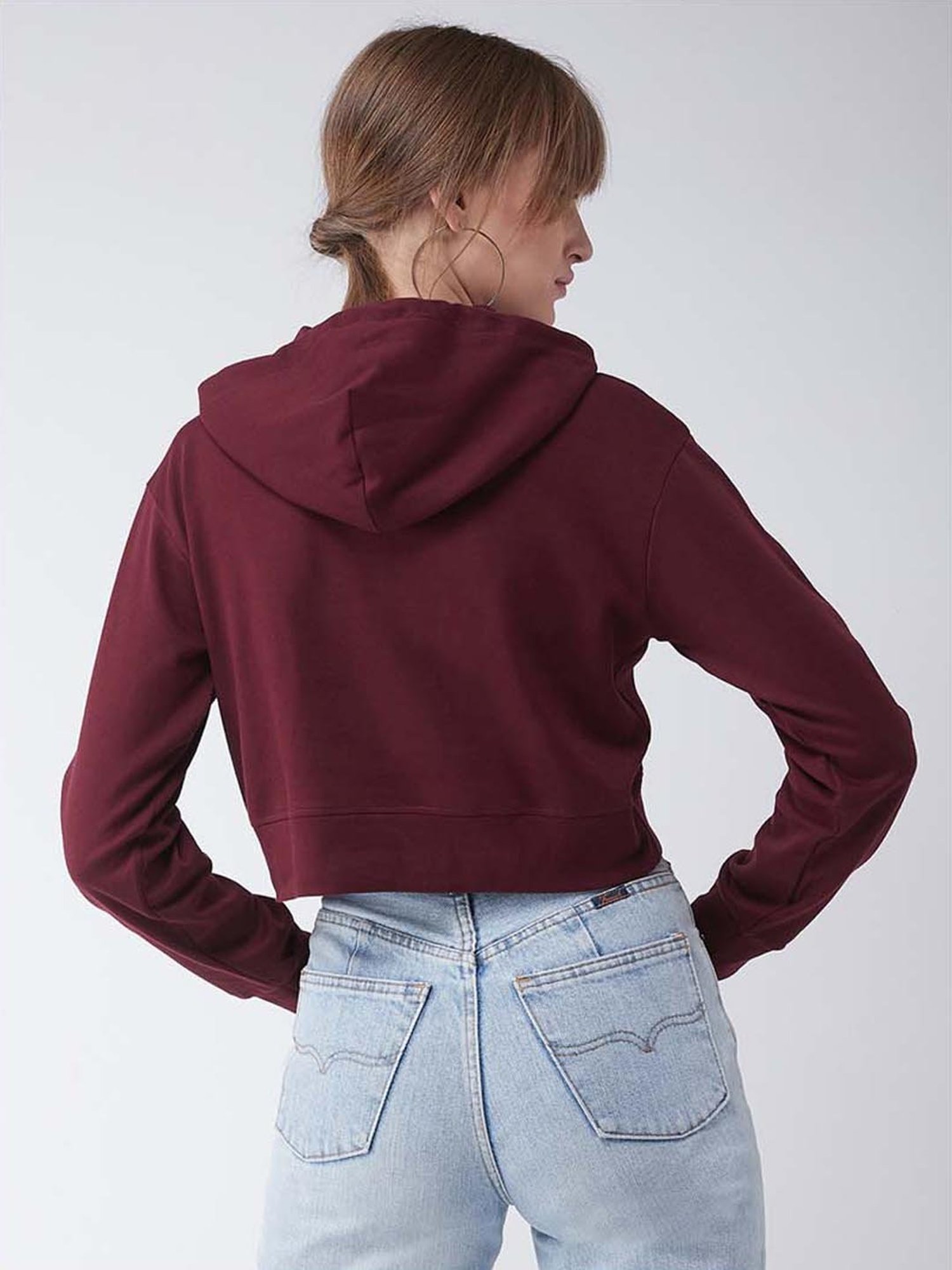 Miss Chase Maroon Cotton Hoodie