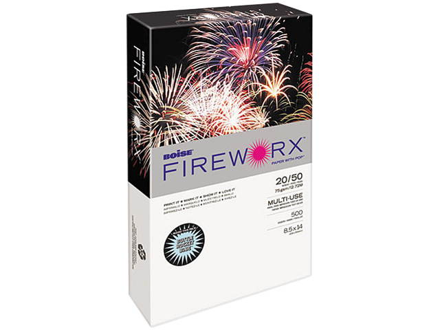 Boise FIREWORX Colored Paper, 20lb, 8-1/2 x 14, Bottle Rocket Blue, 500 Sheets/Ream