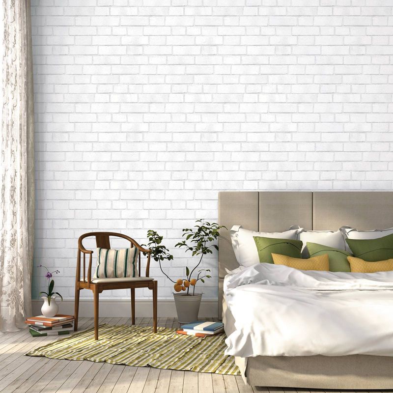 Tempaper Brick Self-Adhesive Removable Wallpaper White