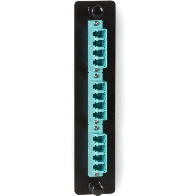 Black Box Fiber Adapter Panel Low Density 6 LC Duplex Ceramic 10G Aqua