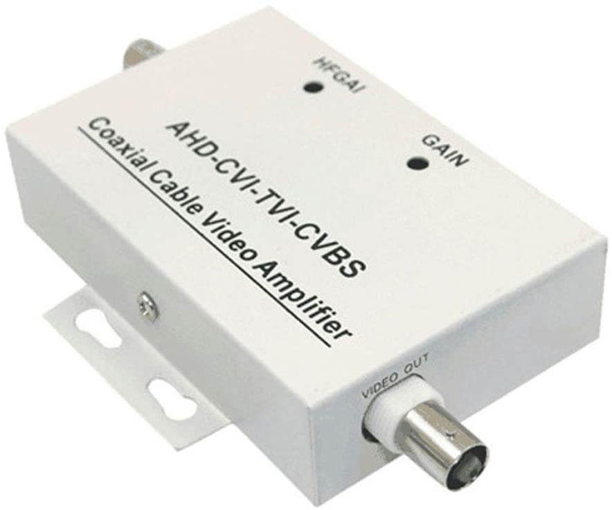 XHTECH Coaxial Cable BNC Video Signal Amplifier Booster Splitter Coaxial Distributor (1 Input 1 Output) for Video Monitoring System CCTV Security Camera (White)