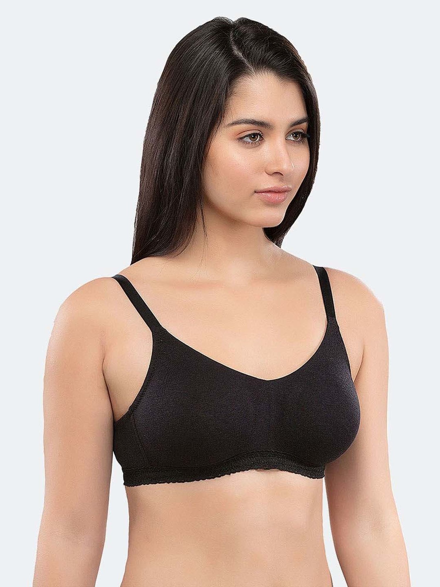 Inner Sense Black Cotton Seamless Bra - Pack Of 3