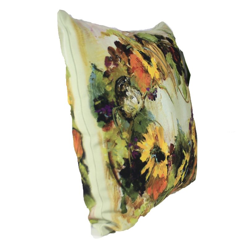 Fall 18.0" Sunflower Wreath Pillow Indoor Outdoor  -  Decorative Pillow