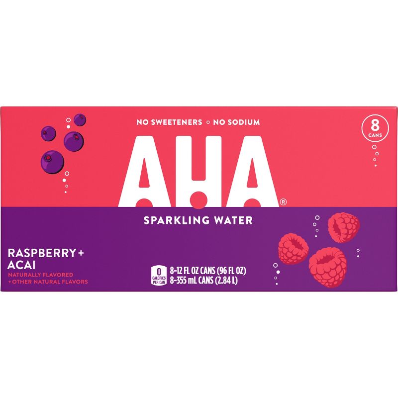 AHA Raspberry Acai Sparkling Water - 8pk/12 fl oz Cans