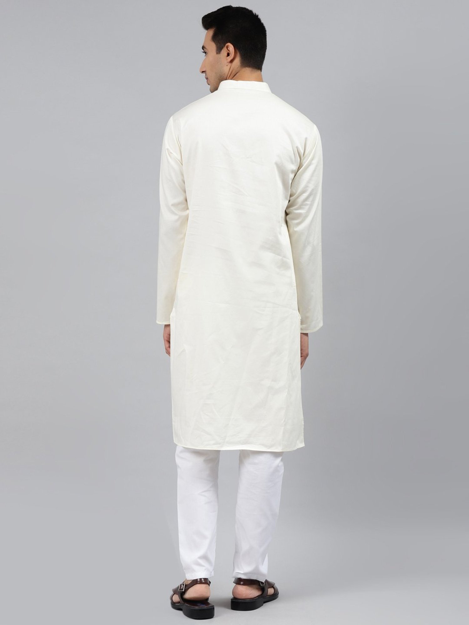 ManQ Cream Regular Fit Ethnic Wear