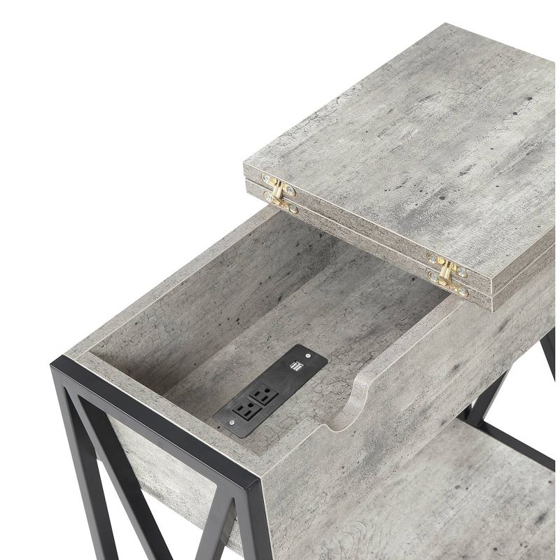 Tucson Flip Top End Table with Charging Station Faux Birch - Breighton Home